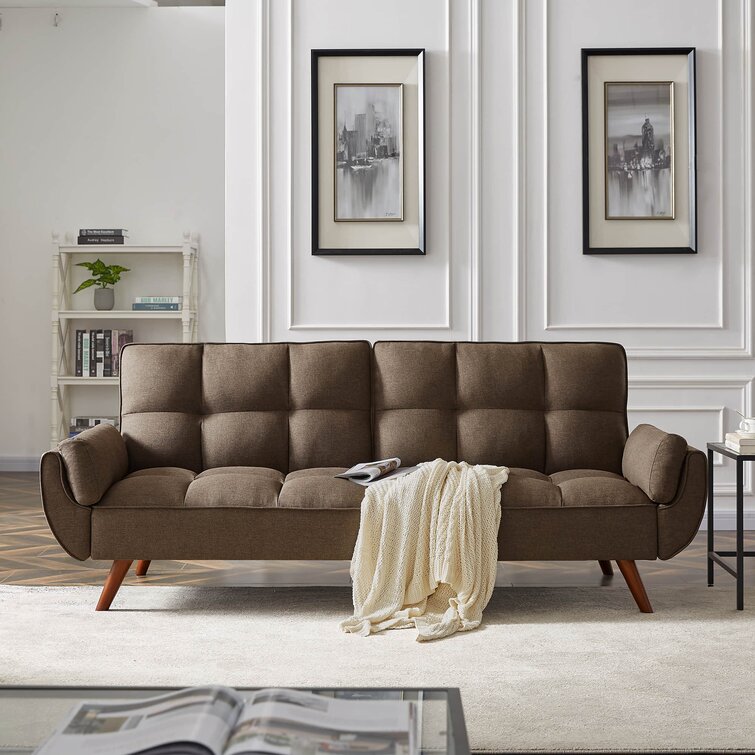 Corrigan Studio® Linen Tufted Split Back Sleeper Sofa